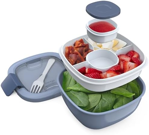 Bentgo® All-in-One Salad Container - Large Salad Bowl, Bento Box Tray, Leak-Proof Sauce Container,...
