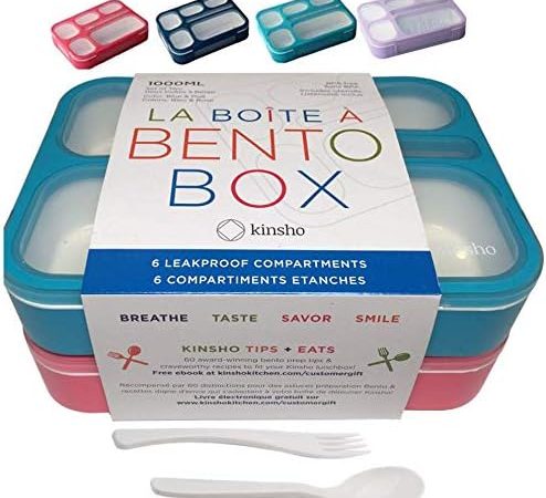Bento Lunch Box Kids & Adult: Leakproof Containers for Boys & Girls with 6 Compartments - School,...