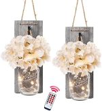Besuerte Rustic Wooden Wall Hanging Decor with LED String Lights for Modern Living Room and Bedroom,...