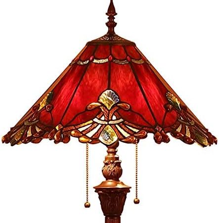 Bieye L10242 Baroque Tiffany Style Stained Glass Floor Lamp with 17-inch Wide Lampshade, 65-inch...
