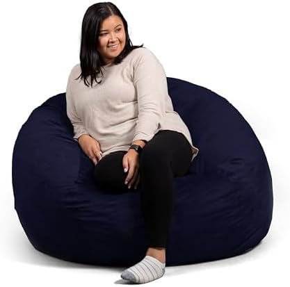 Big Joe Fuf Large Foam Filled Bean Bag Chair with Removable Cover, Midnight Plush, Soft Polyester, 4...