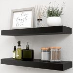 Black Floating Shelves Set of 2, Wall Mounted Small Shelves for Room, Modern Hanging Shelves for...