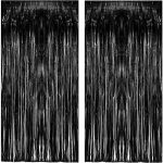 Black Tinsel Backdrop Curtain - GREATRIL Tinsel Curtain Party Backdrop Streamers for Wizard...