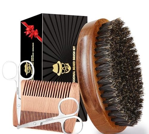 Boar Bristle Beard Brush for Men, Beards and Mustaches Grooming Set Including 100% Pure Boar Bristle...