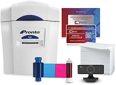 Bodno Magicard Pronto ID Card Printer & Super Supplies Package ID Software, Camera, 300 Cards and...