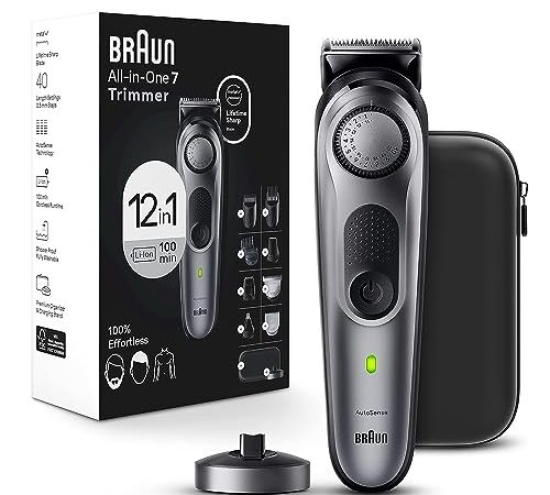 Braun All-in-One Style Kit Series 7 7440, 12-in-1 Trimmer for Men with Beard Trimmer, Body Trimmer...