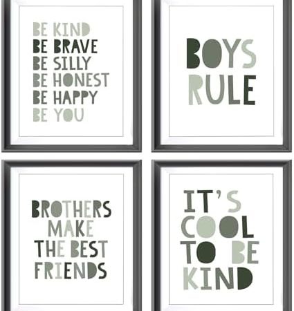 Brothers Make The Best Friends Boys Rules Affirmations Poster Prints for Home Boys Room Playroom...