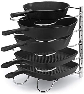 CAXXA Metal Heavy Duty Pan Rack, Pot Lid Rack, Kitchen Cabinet Pantry Cookware Organizer Rack Holder...