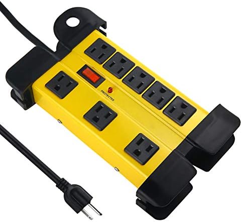 CCCEI Heavy Duty Power Strip Surge Protector for Appliances, 8 Outlet Workshop Power Strip with 1200...