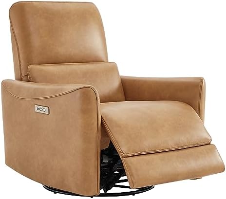 CHITA Power Recliner Chair Swivel Glider, FSC Certified Upholstered Faux Leather Living Room...