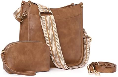 CLUCI Vegen Leather Crossbody Bags For Women Trendy 2Pcs Hobo Handbag Wallet Set With 2Adjustable...