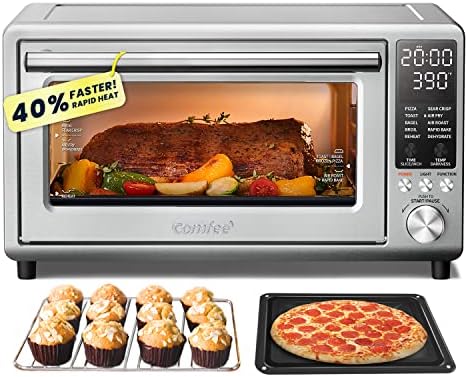 COMFEE' Air Fryer Toaster Oven FLASHWAVE Ultra-Rapid Heat Technology, Convection Toaster Oven...