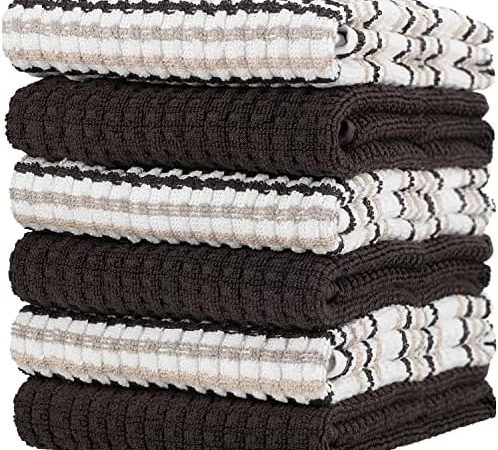 CRAFTSWORTH Kitchen Towels, 15 x 26 Inches, Pack of 6, 400 GSM, 100% Ring Spun Cotton, Solid &...