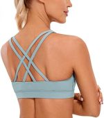 CRZ YOGA Women's Strappy Sports Bras Fitness Workout Padded Yoga Bra Criss Cross Back