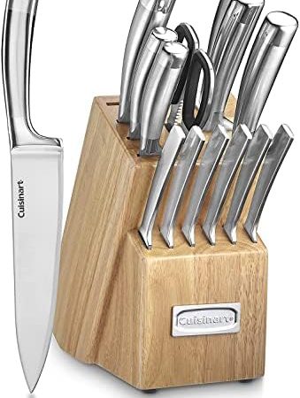 CUISINART Block Knife Set, 15pc Cutlery Knife Set with Steel Blades for Precise Cutting ,...