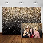 CYLYH 7X5ft Black and Gold Backdrop Golden Spots Backdrop Vintage Astract Glitter Background Wedding...
