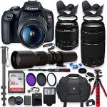 Canon EOS Rebel T7 DSLR Camera with 18-55mm is II Lens + Canon EF 75-300mm f/4-5.6 III Lens and...