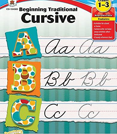 Carson Dellosa Beginning Traditional Cursive Handwriting Workbook for Kids, Handwriting Practice for...