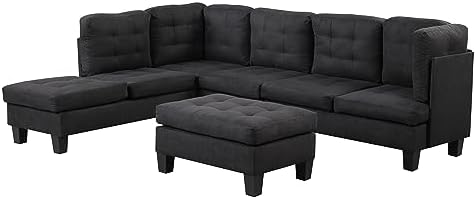 Casa Andrea Milano Modern Sectional Sofa L Shaped Couch with Reversible Chaise & Ottoman, Large...