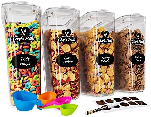 Cereal Containers Storage Set Large (4L,135.2 Oz), Airtight Food Storage Containers for Kitchen &...