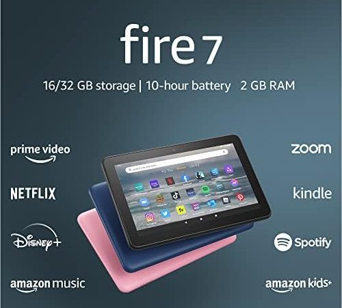 Certified Refurbished Amazon Fire 7 tablet, 7” display, 16 GB, 10 hours battery life, light and...