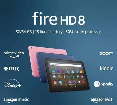 Certified Refurbished Amazon Fire HD 8 tablet, 8” HD Display, 32 GB, 30% faster processor, designed...