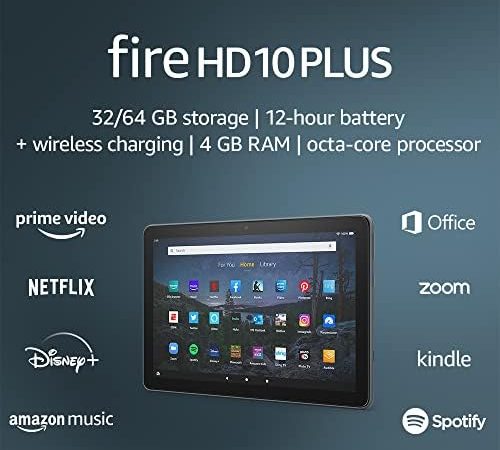 Certified Refurbished Fire HD 10 Plus tablet, 10.1", 1080p Full HD, 32 GB, latest model (2021...