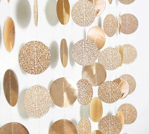 Cheerland Champagne Gold Circle Dot Garland Gold Party Decorations Hanging Banner Streamer Backdrop...
