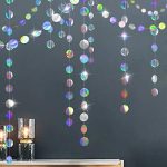 Cheerland Holographic Circle Garlands Iridescent Party Supplies Hanging Streamer Backdrop Unicorn...