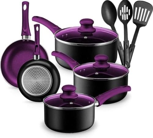Chef's Star Pots And Pans Set Kitchen Cookware Sets Nonstick Aluminum Cooking Essentials 11 Pieces...