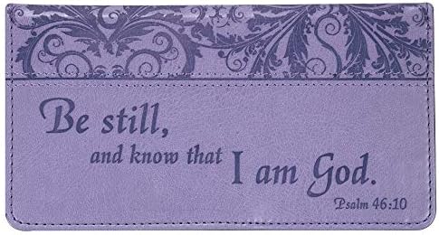 Christian Art Gifts Purple Faux Leather Checkbook Cover for Women with Inspirational Scripture, Be...