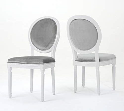 Christopher Knight Home Camille Traditional Velvet Dining Chairs, 2-Pcs Set, Horizon Grey / Gloss...