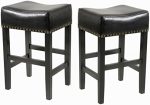 Christopher Knight Home Lennox Backless Leather Bar Stool, Black, Set of 2