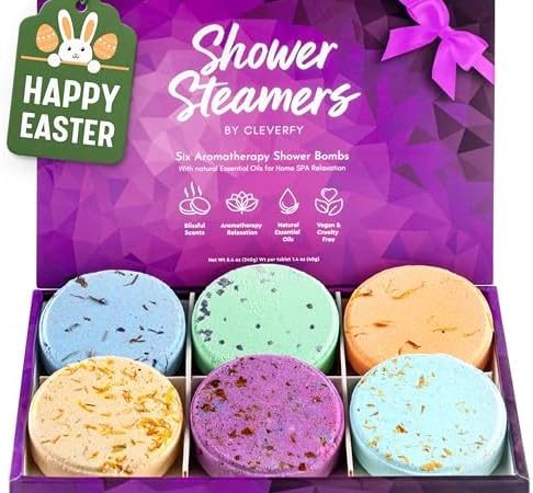 Cleverfy Shower Steamers Aromatherapy - Variety Pack of 6 Shower Bombs with Essential Oils. Self...