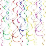 Colorful Ceiling Swirl Foil Decorations Hanging Plastic Streamer Themed Swirl Party Decoration for...