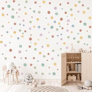 Colorful Dot Decal,Watercolor Polka Dots Wall Sticker DIY Decoration for Nursery Kids Bedroom...