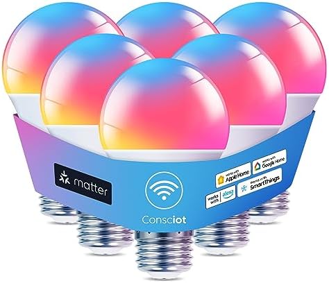 Consciot Smart Light Bulbs, WiFi Bluetooth Color Changing LED Light Bulb, A19 E26 RGBTW Light Bulbs...