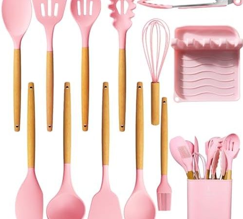 Cooking Utensils Set, Caliamary 13 Piece Silicone Kitchen Utensils Set with Holder Spoons Spatulas...