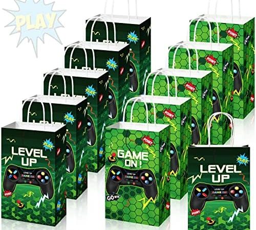 Crtiin 30 Pcs Video Game Party Gift Bags Gamer Theme Party Supplies Level up Game Paper Handbag...