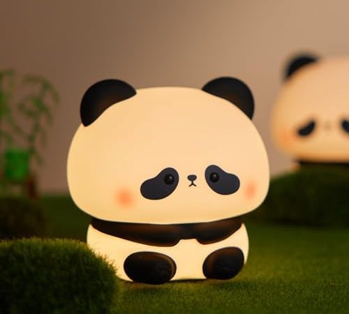 Cute Panda Night Light, LED Squishy Novelty Animal Night Lamp, Food Grade Silicone 3 Level Dimmable...