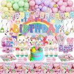 Cute Pink Themed Birhthday Party Supplies Party Decorations Includes Balloons, Happy Birthday...