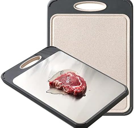 Cutting Board Double Sided, GUANCI Large Size 16”×11”, 316 Stainless Steel Cutting Board for...