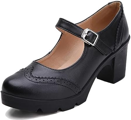 DADAWEN Women's Chunky Low Block Heels Mary Jane Closed Toe Work Pumps Comfortable Round Toe Oxfords...