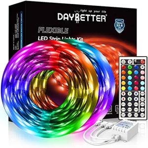 DAYBETTER Led Strip Lights 32.8ft 5050 RGB Color Changing Lights Strip for Bedroom, Desk, Home...