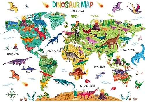 DECOWALL SG2-2312 Dinosaur World Map Wall Stickers Decals Room Kids Nursery Bedroom décor Boys...