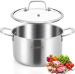 DELARLO Tri-ply Stainless Steel StockPot 5QT, Induction Cooking Pot 18/8 Stockpots Food Grade,...