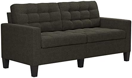 DHP Emily Upholstered Sofa Couch Living Room Furniture, Grey