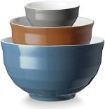 DOWAN Mixing Bowls Set of 3, 4.25/2/0.5 Qt Ceramic Mixing Bowls, Easy-Grip & Stability Design,...