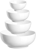 DOWAN Serving Bowls, Mixing Bowl Set, 86/36/24/8.5 Ounces Mixing Bowls for Kitchen, White Serving...