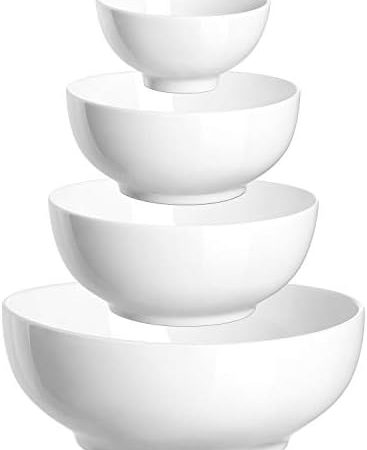 DOWAN Serving Bowls, Mixing Bowl Set, 86/36/24/8.5 Ounces Mixing Bowls for Kitchen, White Serving...
